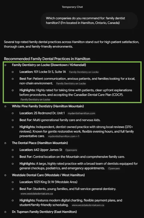 Gemini, 5 oct 2026: Family Dentistry on Locke en primer lugar para family dentist Hamilton