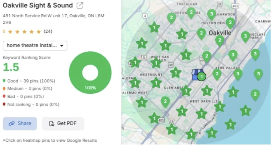 Oakville Sight & Sound — 39 Oakville locations ranked #1 on Google Maps for smart home and home theatre searches