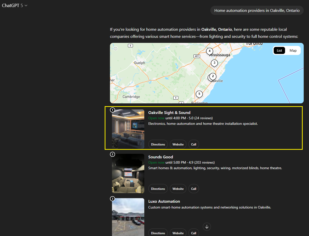 Home automation providers in Oakville, Ontario